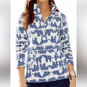 Lilly Pulitzer Blue and White Patterned Top